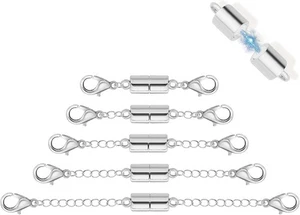 Extensor de collar magnético de plata de 5 piezas, cierres y - Imagen 1 de 7