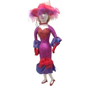 Vintage De Carlini Elegant Shopper Lady Italian Glass Ornament Adults Purple/Red - Picture 1 of 10