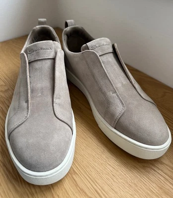 SANTONI men's gray suede slip on sneakers /shoes/Made in Italy /10US/43EU/ 9UK - Image 1 of 4