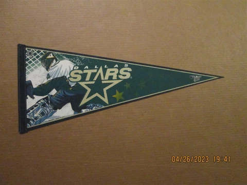 NHL Dallas Stars Vintage 1990's Goalie With Pads Team Logo Hockey Pennant Cover