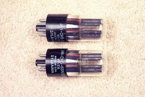 Zwei, Sylvania, VT-231, 6SN7GT, Kriegszeit, schwarze T-Platten, passendes Paar #4, 6SN7GT - Bild 1 von 4