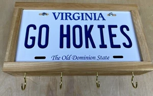 NEW! GO HOKIES VT Locking Gun Jewelry Concealment Box Wood Wall Art Key Holder - Picture 1 of 14