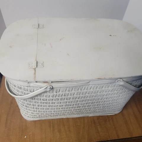 Antique Large White Picnic Basket Cover