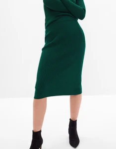 Gap Knit Cash Soft Pencil Skirt Women’s L Tall Green Stretch Ribbed Straight - Picture 1 of 6