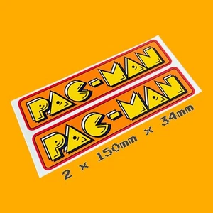 Pacman PAC Man X2 Classic 1980's Logo Vinyl Sticker Decal Arcade Gaming Machine - Picture 1 of 1