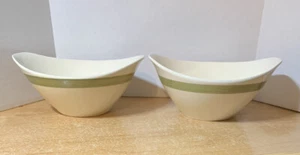 2 cuencos para servir pequeños vintage MCM Kasuga mayólica curry rayas verdes 6" - Imagen 1 de 11