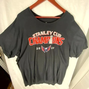 Fanatics Shirt Men's 2XL Black NHL Stanley Cup Champions 2018 Washington Capital - Picture 1 of 8