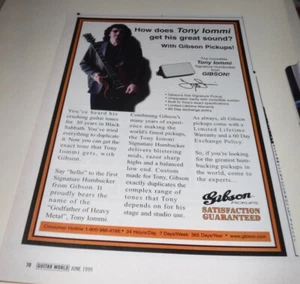 TONY IOMMI of BLACK SABBATH - Gibson Guitars Pickups - 1989 Print Ad 1980s - Picture 1 of 1