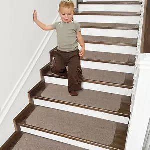 Stair Treads Non-Slip Carpet Mat 28Inx9In Indoor Stair Runners for Wooden Steps, - Picture 1 of 9