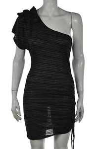 Arden B Womens Dress Size S Black Silver Striped Sheath One Shoulder Asymmetric - Picture 1 of 4