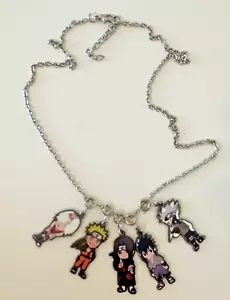 Anime Naruto Uzumaki Charms Necklace 18 in Silver Tone set of 5 - Picture 1 of 8