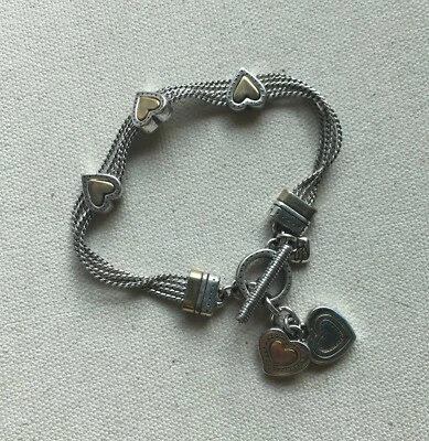 Brighton Heart Stations Bracelet Chain Two-Tone Toggle Reversible Charms 7.25" - Image 1 of 4