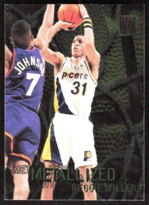 1996-97 9189D FLEES SKYBOX Metal METALLIZED Reggie Miller Indiana Pacers #129 - Image 1 of 2