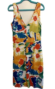 womens Lauren Ralph dress size 12 v-neck Multicolor Floral Sleeveless lined - Picture 1 of 12