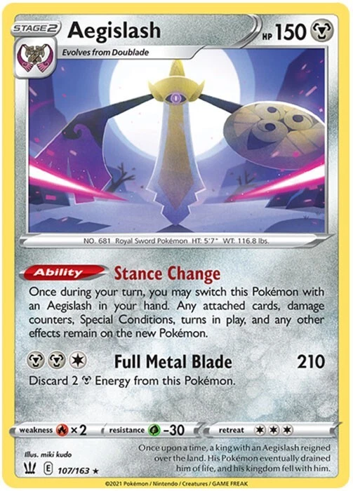 Holo  Aegislash - 107/163 Battle Styles Rare Pokemon TCG - Image 1 of 1