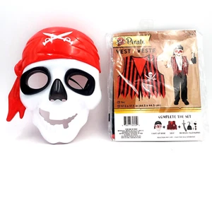 PIRATE SKULL HALLOWEEN MASK AND VEST Flashing Lighted LED Eyes -FAST SHIPPING! - Picture 1 of 8