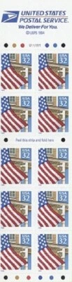 USA BOOKLET SC# 2920De FLAG OVER PORCH $0.32c - 10 S.A. MNH BOOKLET- PL# V11111 - Image 1 of 2