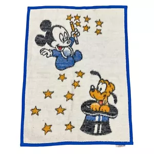 Biederlack Mickey Mouse Baby Blanket Magic Stars Fleece Blue White Vintage 27x36 - Picture 1 of 7