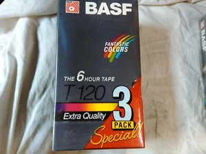 VHS TAPE BASF New (3 Pack) Standard 6 Hours T120 Extra Quality VCR - Picture 1 of 4