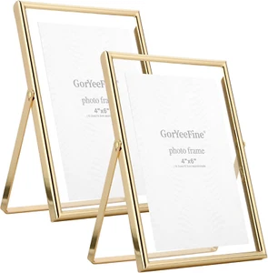 Gold 5X7" Floating Frame 2Pack for Picture 3.5X5'', 4X6'' for 4X6'' Adjustable T - Picture 1 of 9