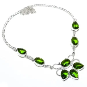 Green Peridot Gemstone Handmade 925 Sterling silver Jewelry Necklace Size 18" - Picture 1 of 1