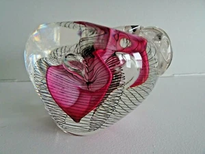 1992 Magnum Red Hal David Berger Studio Kunst Glas Spirale Apfel Briefbeschwerer 4,25" - Bild 1 von 12