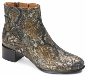 Vionic 8 M Kamryn Ankle Bootie Pewter Boa Ankle Leather Boot Booties NEW $170 - Picture 1 of 6