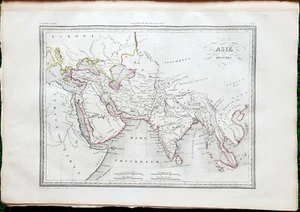 Asie Ancienne - Superbe Carte Aquarellée sur Papier Vergé 41x28 par Huot 1837 - Picture 1 of 1