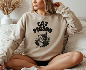Sudadera Cat Person Unisex Peso Medio Estilo Suave Polar Cuello Redondo - Imagen 1 de 12
