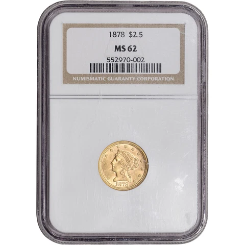 1878 US Gold $2.50 Liberty Head Quarter Eagle - NGC MS62 Cover