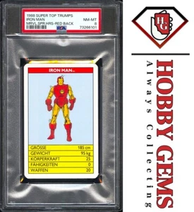 IRON MAN PSA 8 1988 Super Top Trumps Marvel Super Heroes Red Back - Picture 1 of 2