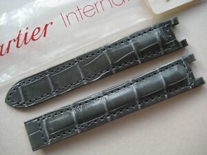GENUINE Cartier PASHA WATCH STRAP BAND GRAY ALLIGATOR LEATHER 15 x 14 mm NEW