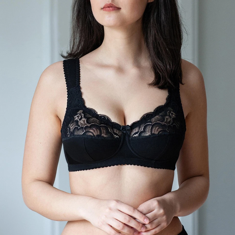 Cotton Non Wired Bra Comfort Wireless Sleep Support Soft Minimiser Large Breasts - Image 1 of 1