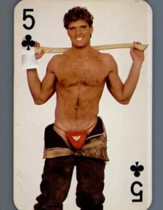 Five Of Clubs Vintage 1986 Chippendales cartas coleccionables/jugar strippers masculinos - Imagen 1 de 2