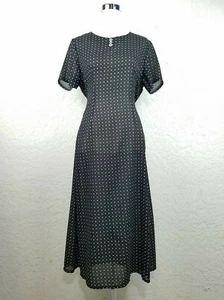 harrloza Dress EUC vintage Made In Italy M BLAC dot belted vtg - Picture 1 of 7