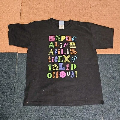 Supercalifragilisticexpialidocious Mary Poppins Youth T-Shirt Medium Black Q8a - Image 1 of 4