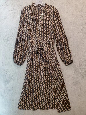 Worthington L/S Black & Gold Geo Links Dress Women’s Size Extra Large NWT - Image 1 of 4