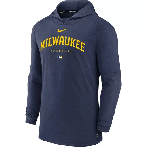 Milwaukee Brewers Nike Authentic Collection Early Work Tri-Blend Hoodie Men's Cover
