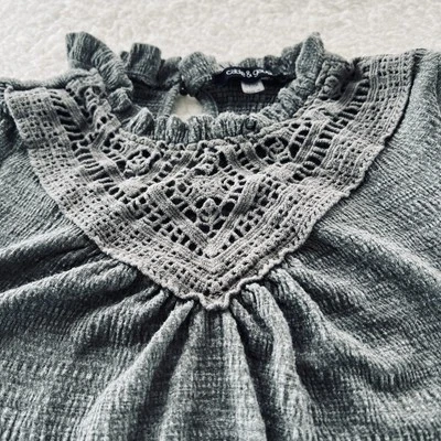 Blusa para mujer Cable & Gauge talla S/P verde cuello alto crochet encaje Foto 1 de 4