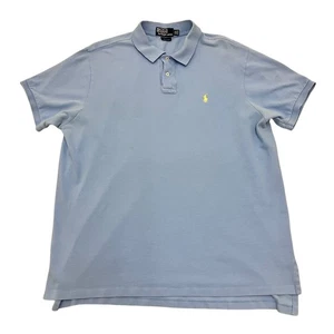 Polo Ralph Lauren Polo Shirt Blue Mens 2XL Custom Fit 100% Cotton Short Sleeve - Picture 1 of 10