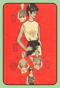 Misses BLOUSE 2 Sleeve Lengths 3 Necklines EASY Printed Pattern Mail Order 9064 - Picture 1 of 5