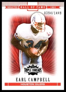 2007 Topps Triple Threads HOF RED Earl Campbell /1449 Oilers #84 A42 - Bild 1 von 2