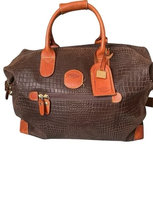 Bolso de Hombre BRICS My Safari 18" Carga Lona Cocodrilo-Repujado Cuero Importado Foto 1 de 4