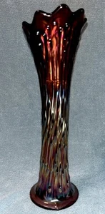 Vtg. Fenton April Showers Amethyst Carnival Swung Vase 11.5” Tall Very Good Cond - Picture 1 of 6