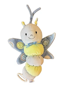 Vintage Carters Just One Year Plush Butterfly Blue Green Musical Pull Crib Toy - Picture 1 of 8