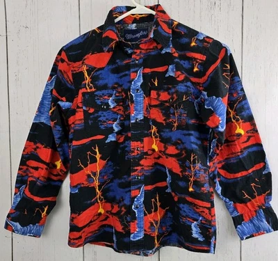 De Colección Años 90 Wrangler Lg 10/12 Tornados Lightning Pearl Snap Vaquero Occidental  Foto 1 de 4