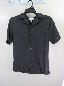 New No Boundaries Mens Eyelet Shirt Size XS 30 32 Grey Shadow Short Sleeve - Picture 1 of 7