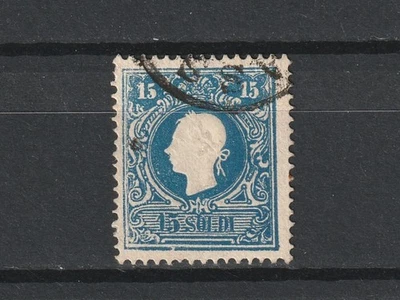 Lombardo Veneto 1859 Effigie 15s. azzurro II tipo usato - Immagine 1 di 2