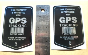 2  X Equipment GPS Tracking Stickers Self Adhesive  extra large 100mm x 65mm - Picture 1 of 7