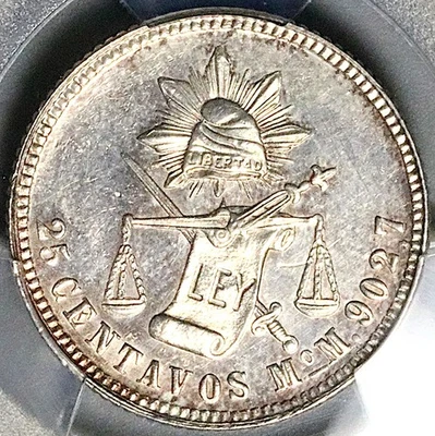 Moneda de Plata Escala Balance 25 Centavos Ciudad de México 1889-Mo PCGS AU (25092904C) Foto 1 de 4